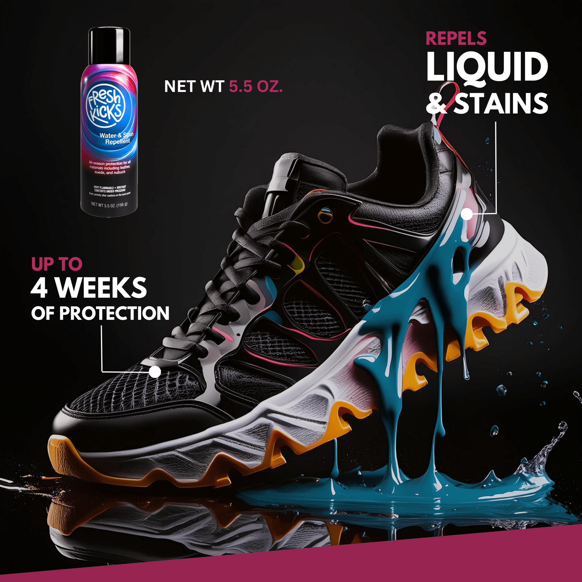 fresh kicks water and stain repellent